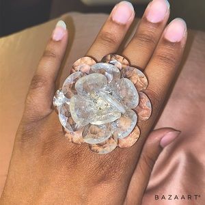 Crystal Flower Statement Ring